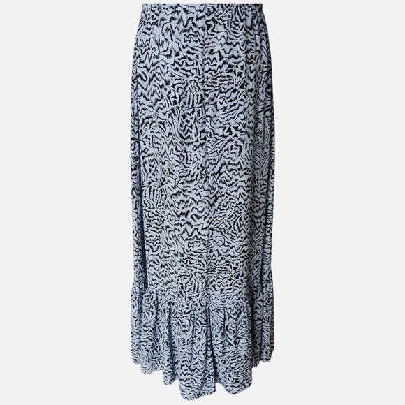 HVN Olympia Printed Sleeveless Gown Dress With Ruffle Hem In Blue Size 4 - Picture 14 of 14